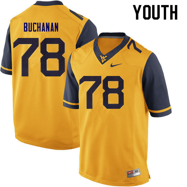 NCAA Youth Daniel Buchanan West Virginia Mountaineers Gold #78 Nike Stitched Football College Authentic Jersey KM23V78SI